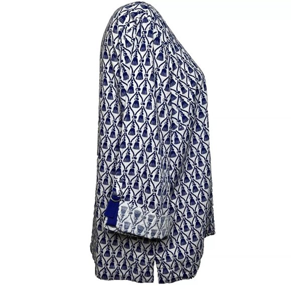 Charter Club Women Tunic Top XL Blue Linen Nautical Coastal Beachy Quiet Luxury - Picture 3 of 8